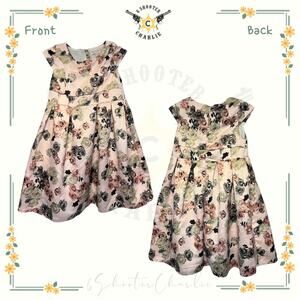 NWOT Le Printemps Girls Floral Casual Dress Size 12 A Pink Lined Cap Sleeve